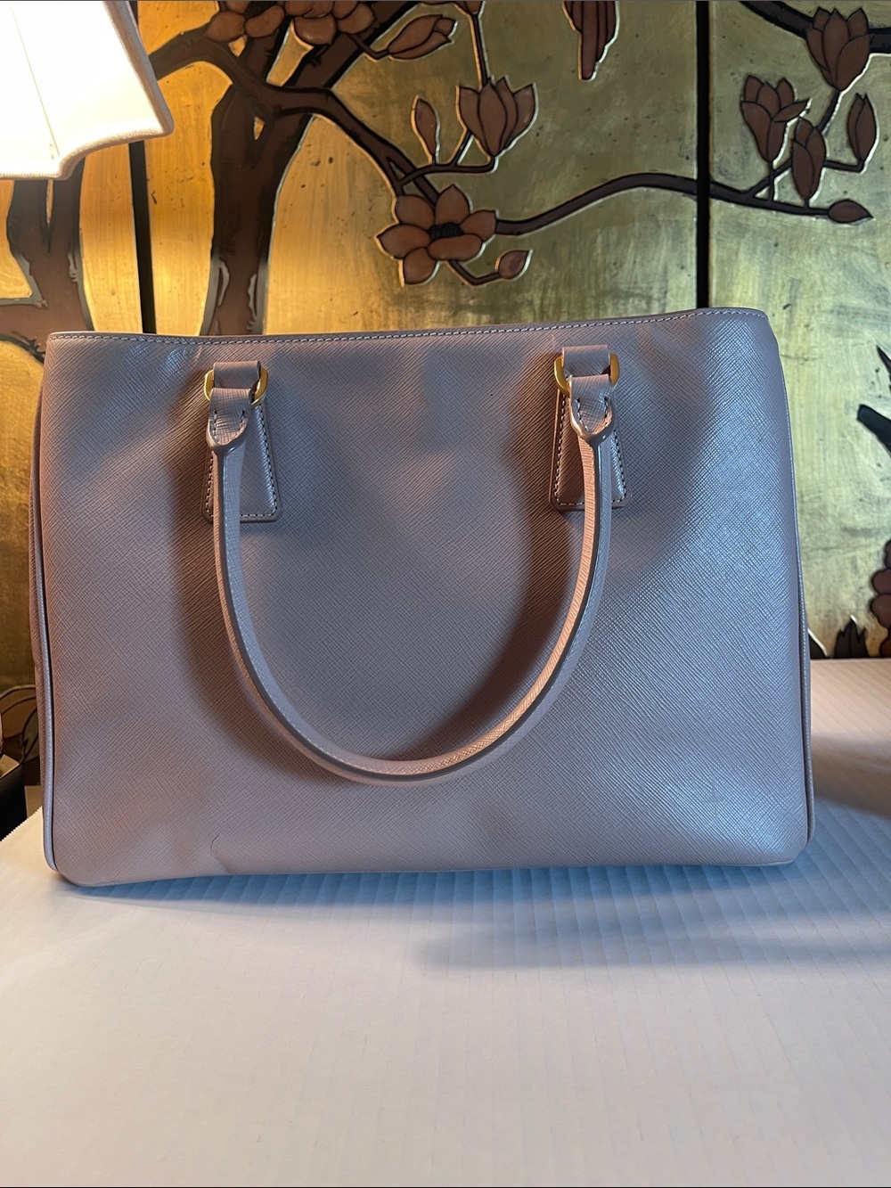 Prada Galleria Nude Saffiano Leather Double-Handle Satchel with Strap - Picture 11 of 15